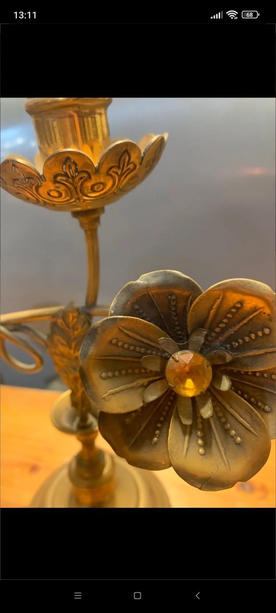 Antiguo candelabro bronce