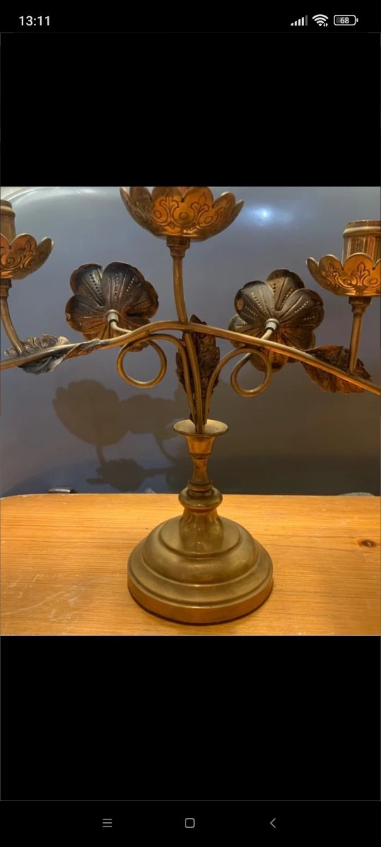 Antiguo candelabro bronce