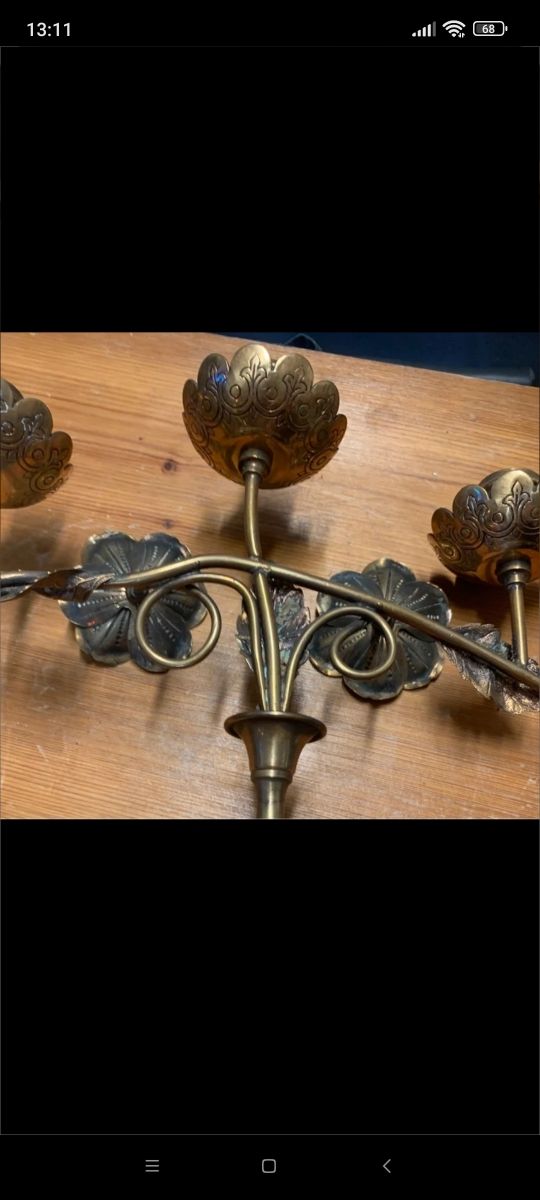 Antiguo candelabro bronce