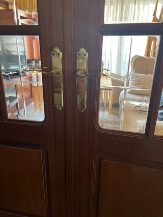 Puertas dobles de madera con cristal 