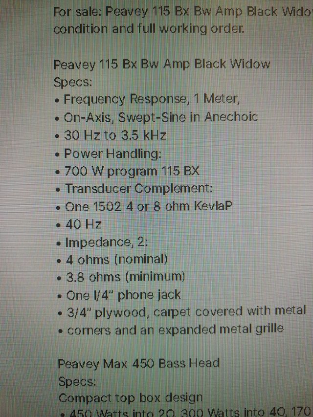 Altavoz bajo Peavy Black widow