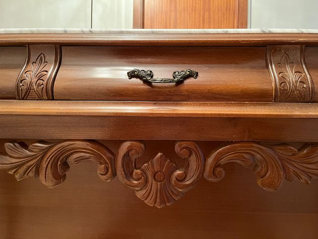 Recibidor madera y mármol + opción de espejo