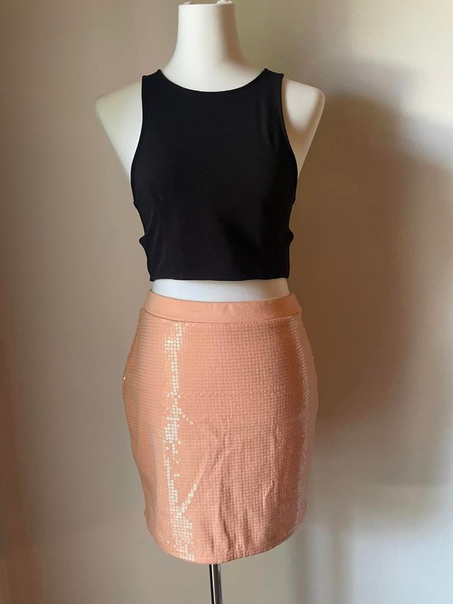 Gonna paillettes rosa salmone H&M Tg S