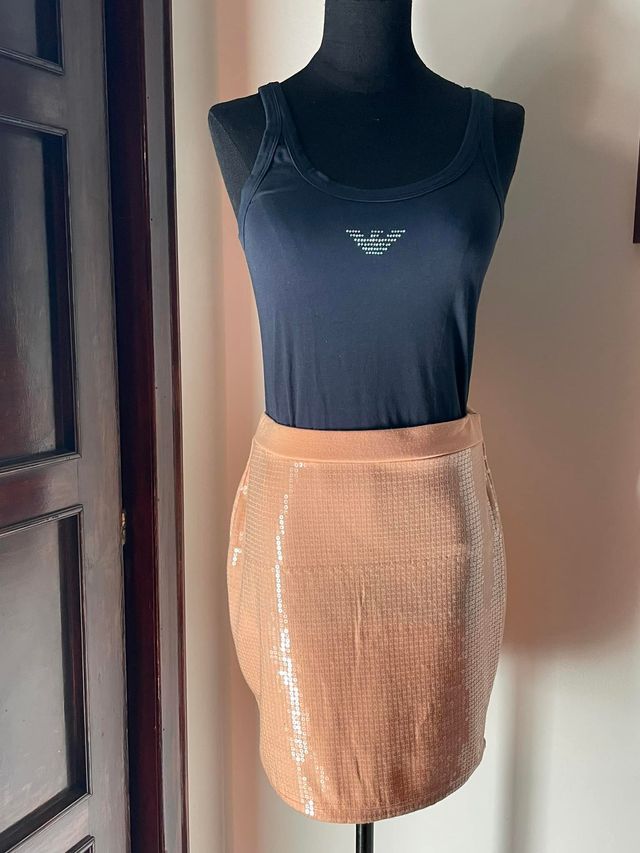 Gonna paillettes rosa salmone H&M Tg S