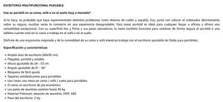 Escritorio de cama/sofá para portátil