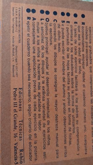 Cuadernillos Rubio 1977 pre escolar