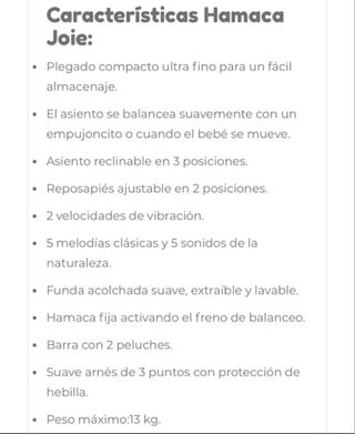 Hamaca Joie vibración y música relajante