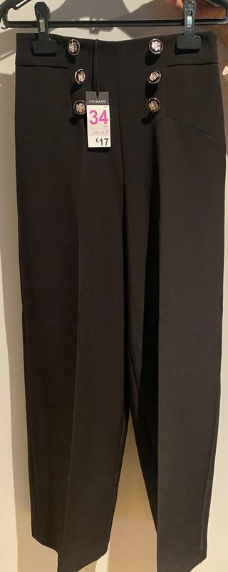 Pantalón pinzas palazzo botones marinero