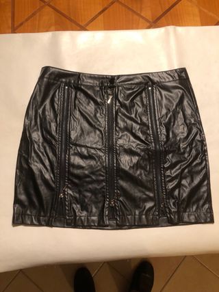 Gonna Midi Nera 3XL ecopelle 3 Cerniere