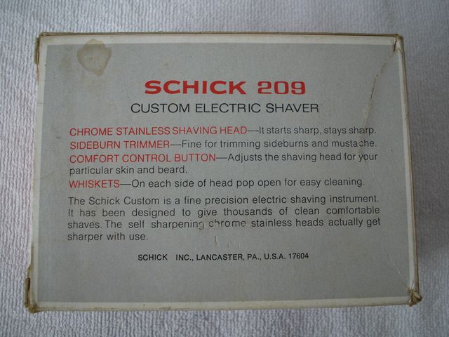 Rasoio vintage Schick Custom 209 Electric Shaver