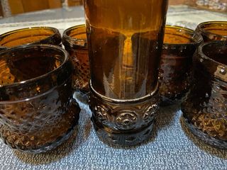 juego de botella y seis vasos muy antiguos