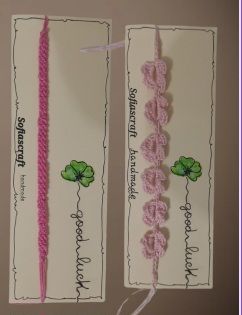 Braccialetto rosa uncinetto x2