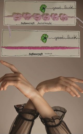 Braccialetto rosa uncinetto x2