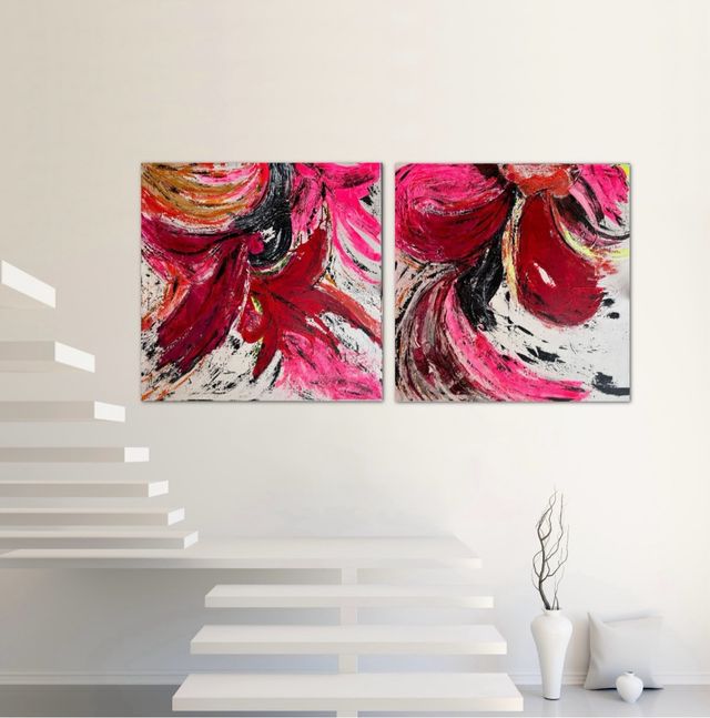 Conjunto de cuadros abstractos en acrílico 100x100