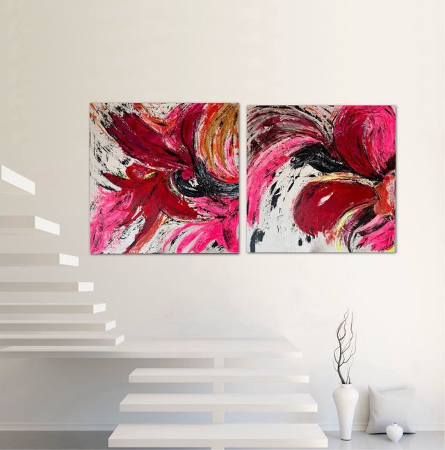 Conjunto de cuadros abstractos en acrílico 100x100