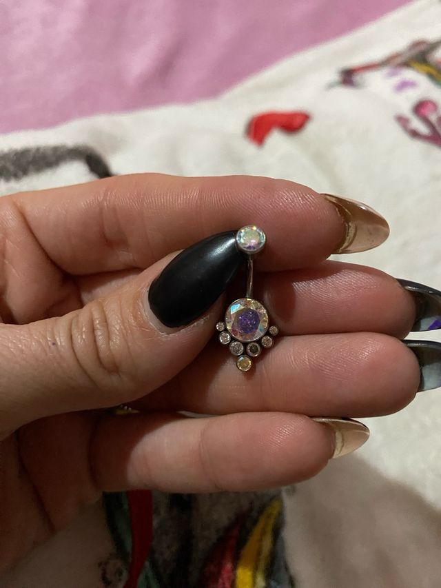 piercing ombligo acero brillo iris