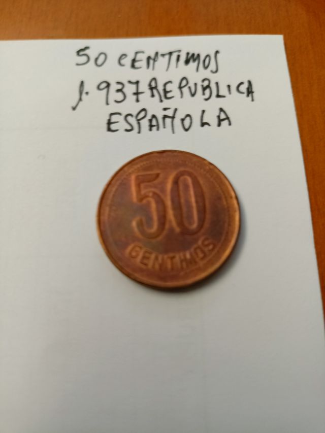 50 CENT. DE PTS. 1937 REPÚBLICA ESPAÑOLA