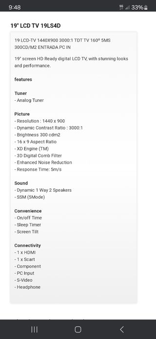 TV LG  19LS4D 19 pulgadas + TDT DVB/T2 nuevo