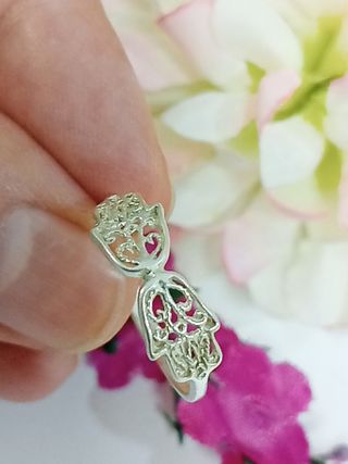 Anillo amuleto mano de Fátima plata de ley
