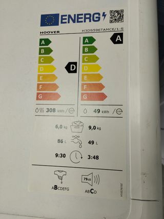 Lavadora+secadora  9+6kg hoover