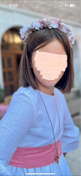 vestido comunion lino blanco talla 14