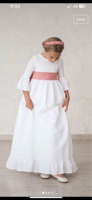 vestido comunion lino blanco talla 14