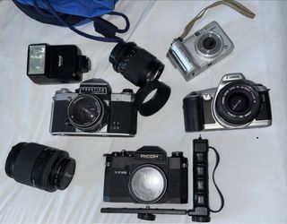 camaras de fotos analogicas flash y objetivo