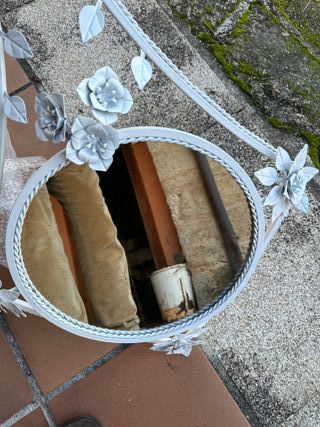 Espejo de forja blanco con luz