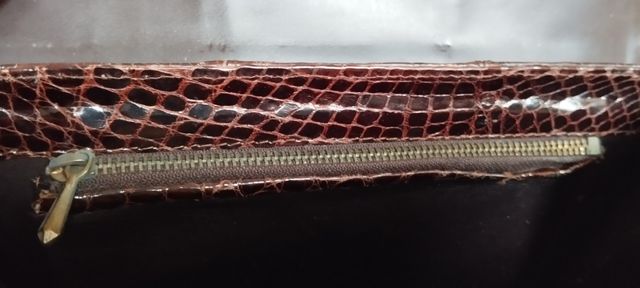 Borsa da donna anni 40-50 in pelle di coccodrillo.