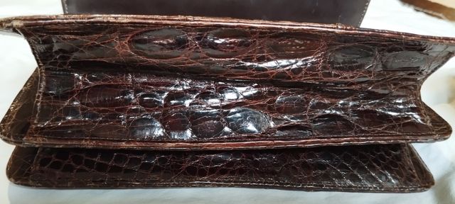 Borsa da donna anni 40-50 in pelle di coccodrillo.