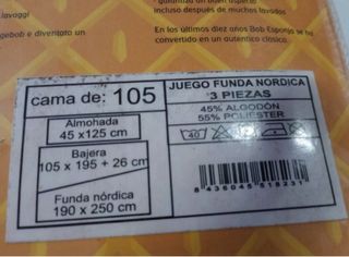 Funda nórdica Bob Esponja 105 cms NUEVA