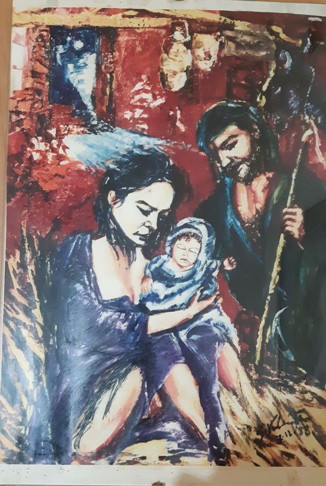 Quadro che rappresenta Maria, Giuseppe e Gesù 