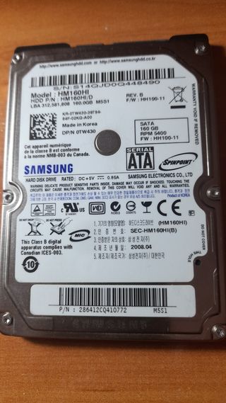 DISCO DURO SAMSUNG 160GB 2,5"