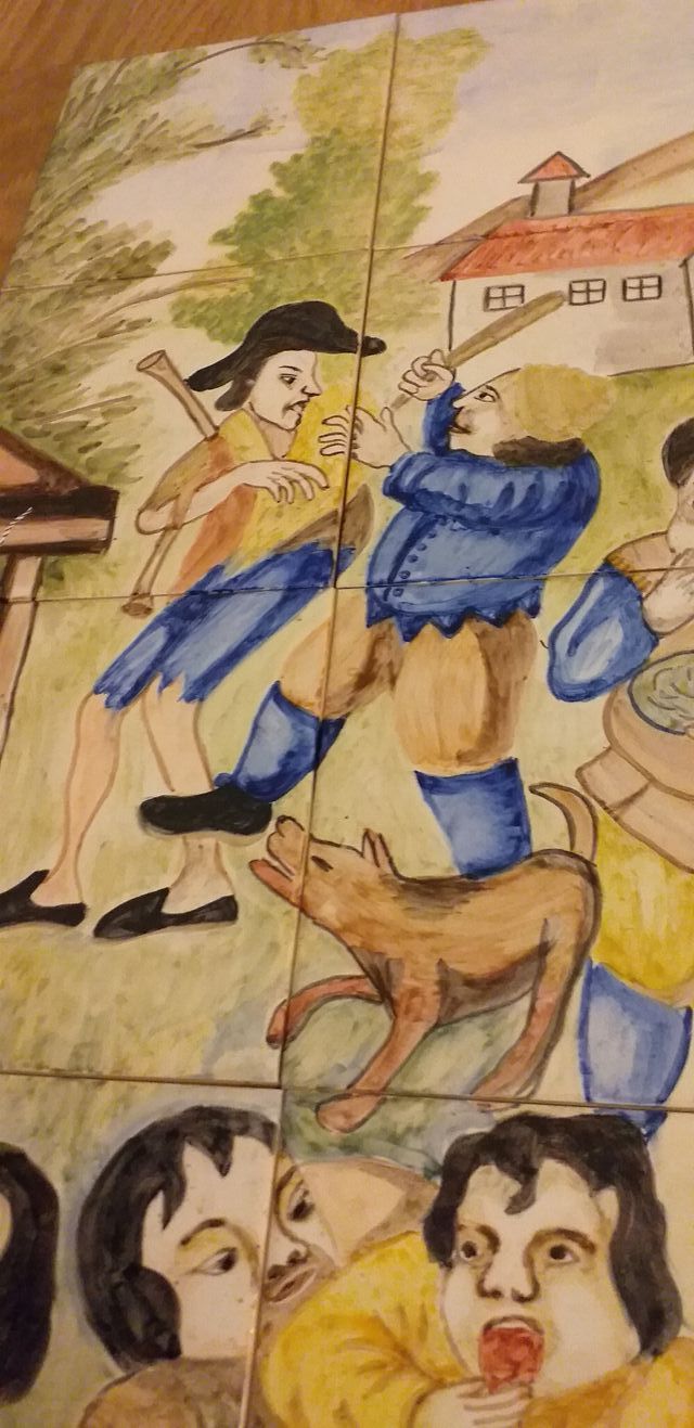 Painel de azulejos pintados á mão