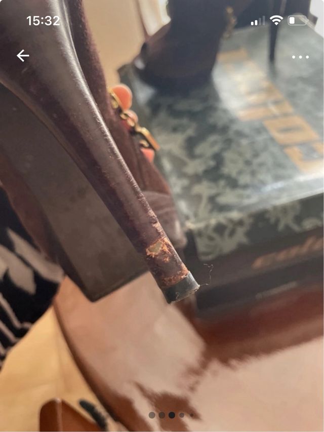 scarpe open toe con tacco in camoscio marrone 35