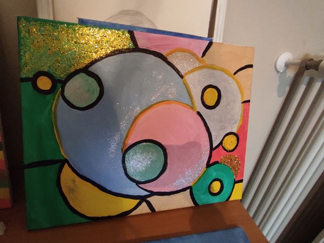 Quadro moderno acrilico con glitter