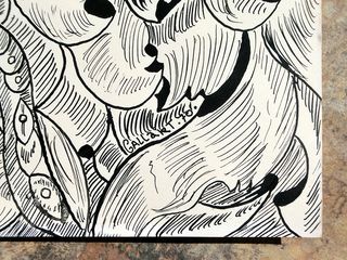 DIBUJO SURREALISTA FIRMADO GALLART TINTA AÑOS 70