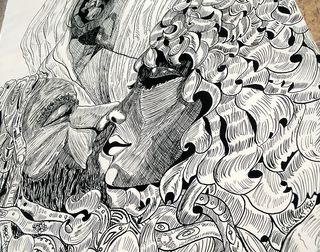 DIBUJO SURREALISTA FIRMADO GALLART TINTA AÑOS 70