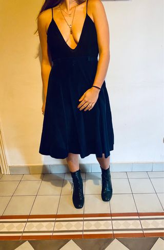 Gonna vintage sartoriale velluto blu a coste