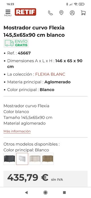 Mostrador curvo para comercio. Precio de los 2 ⏱️