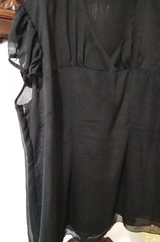 Tunica top lunga nera chiffon, Tg. 54/56, EU 50