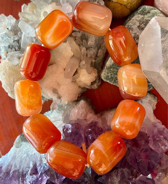 Pulsera elástica ágata cornalina