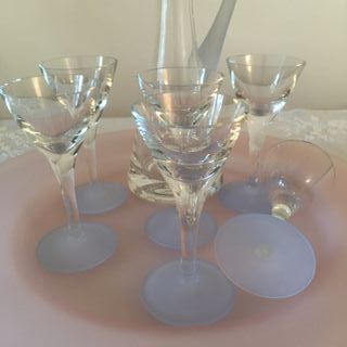 SET vassoio, brocca e sei bicchieri vetro satinato