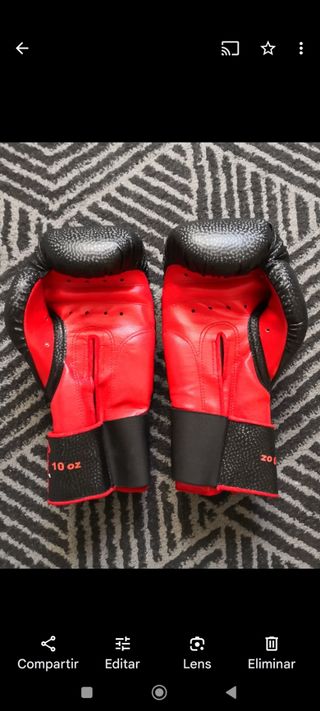 Guantes boxeo, bandas y espinilleras