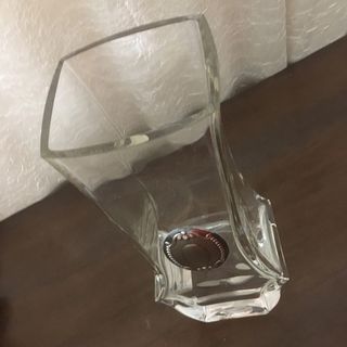 Vaso di cristallo pesante con placca argento