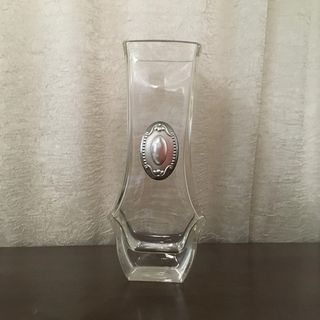 Vaso di cristallo pesante con placca argento