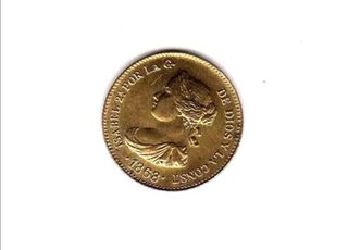 2 escudos 1868 Madrid. Reproducción 