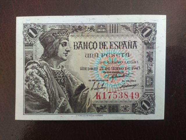Billete de 1 peseta de 1943.SC