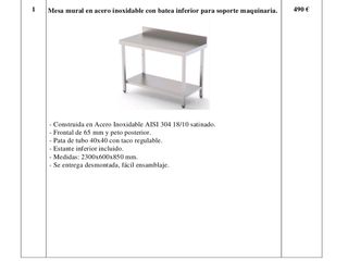 Mesa de cocina industrial