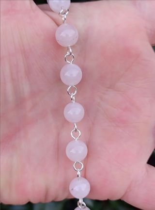 Pulsera, plata ley y cuarzo rosa 